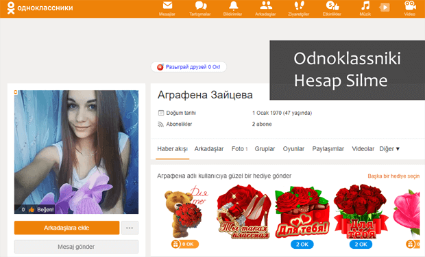 Odnoklassniki Hesap İptali