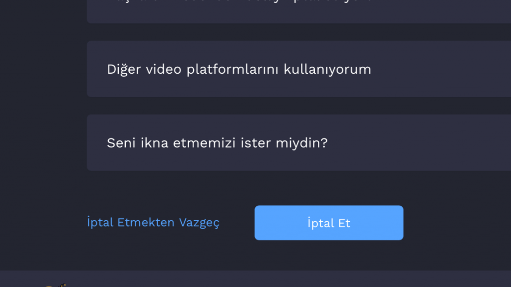 blutv üyelik iptal etme