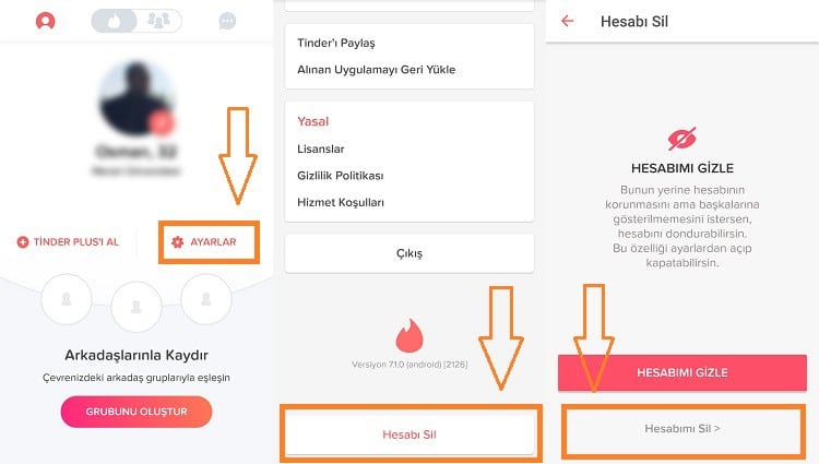 Tinder Hesap İptali