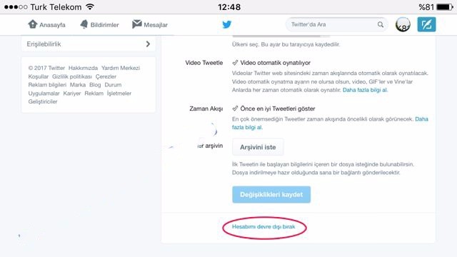 Twitter Hesap Kapatma
