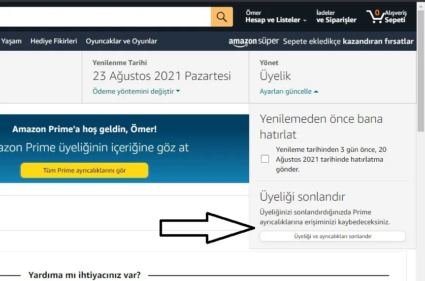 Amazon Prime Üyelik İptali